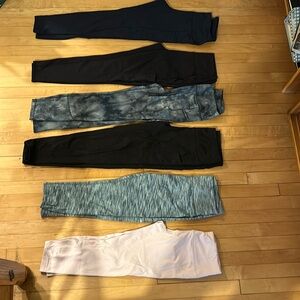 Get all 6 leggings, gently used, brands: RBX, Apana, Avalanche, and Gottex